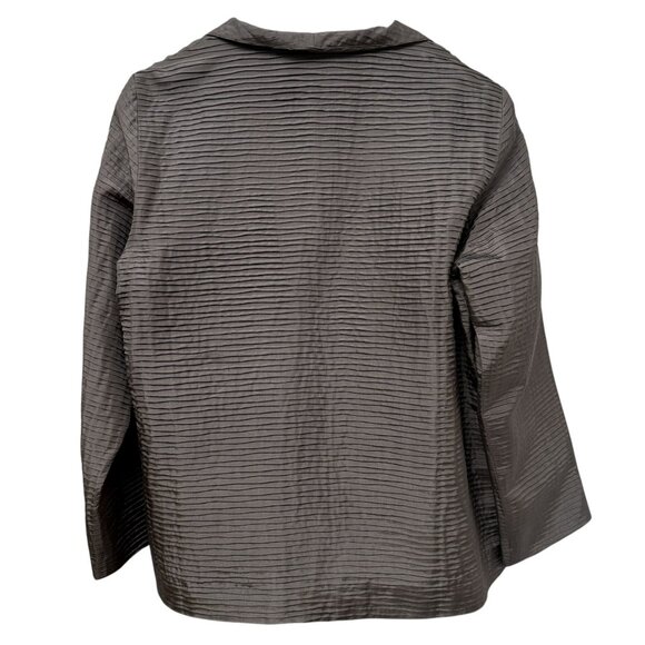 EILEEN FISHER 100% Silk Jacket Size Medium Brown Open Front Womens Evening - Picture 5 of 11
